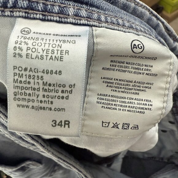 AG Everett Slim Straight Cloud Soft Jeans Dark Wash Denim Mens 34R Distressed - Picture 9 of 9